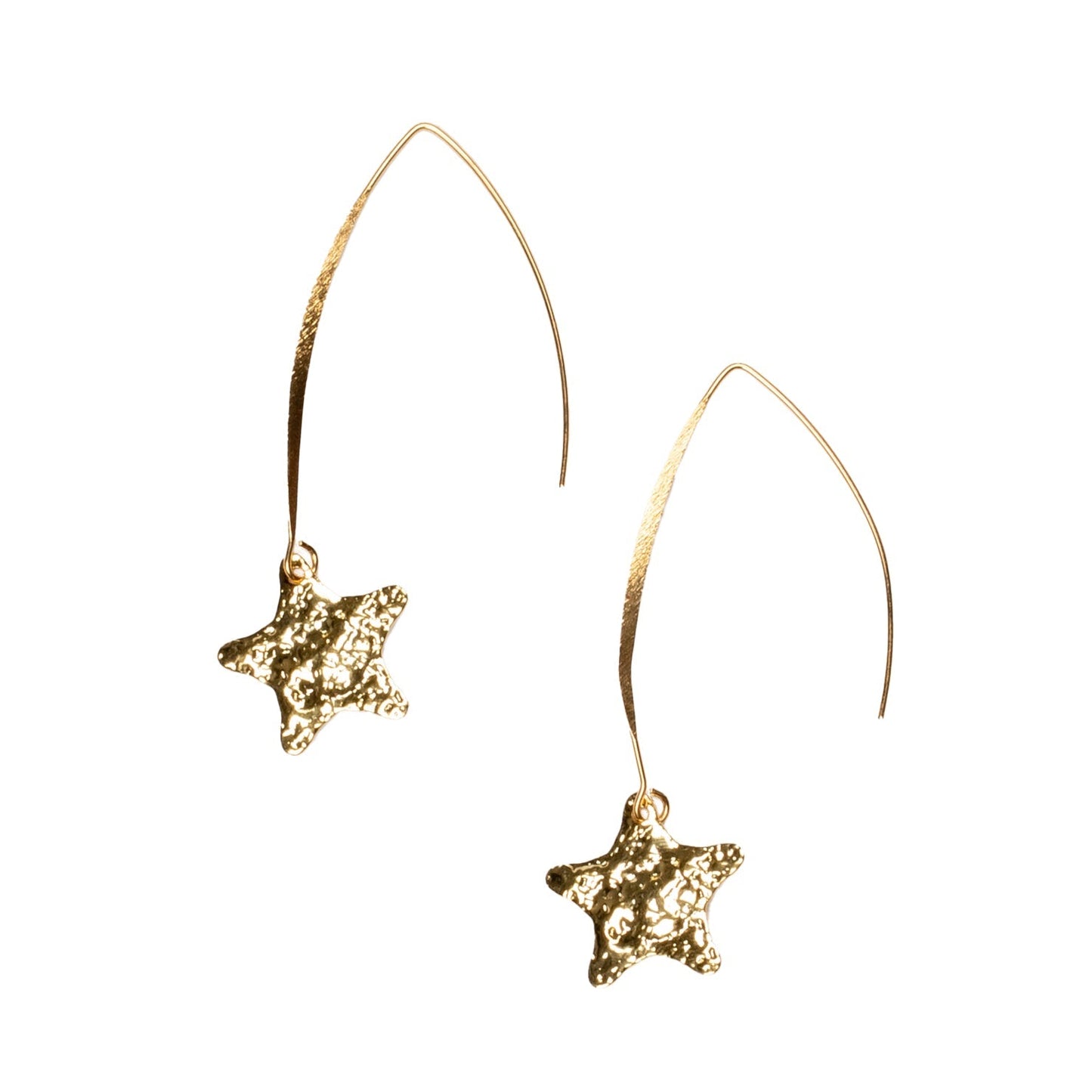 Hammered Star Drop Earring - Gold Plate - Best Life Apparel