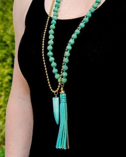 Handcrafted Turquoise Tooth Mala Necklace - Made in India - Best Life Apparel