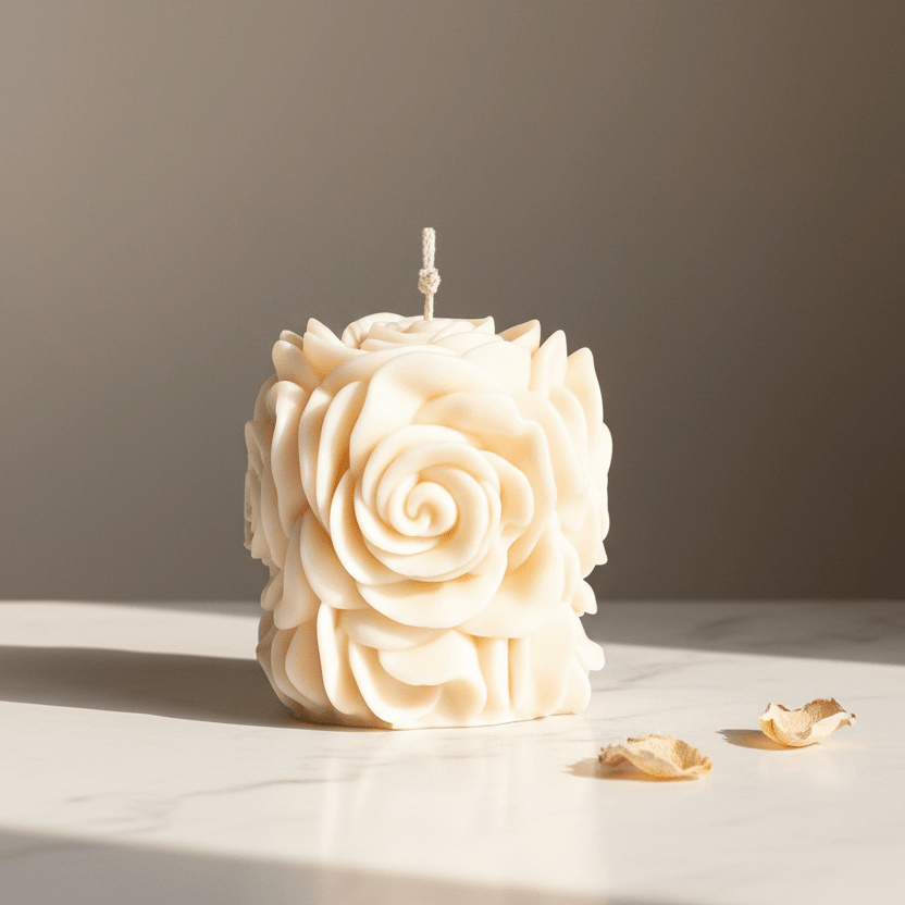 Handmade Rose Flower Candle | Vegan Soy Pillar Candle - Best Life Apparel