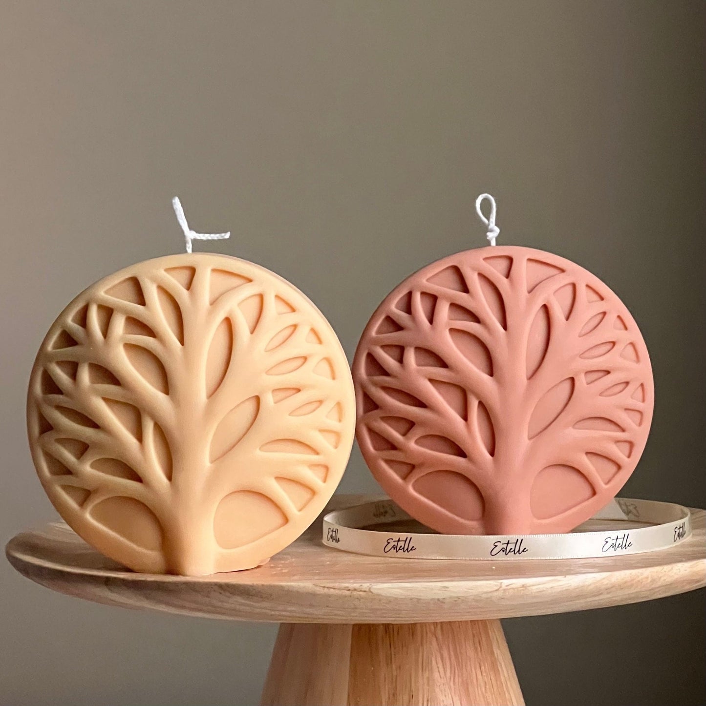 Handmade Round Tree Medallion Candle | Decorative Pillar Candle - Best Life Apparel