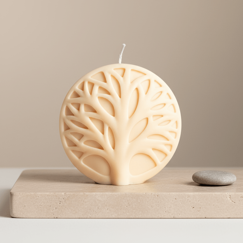 Handmade Round Tree Medallion Candle | Decorative Pillar Candle - Best Life Apparel