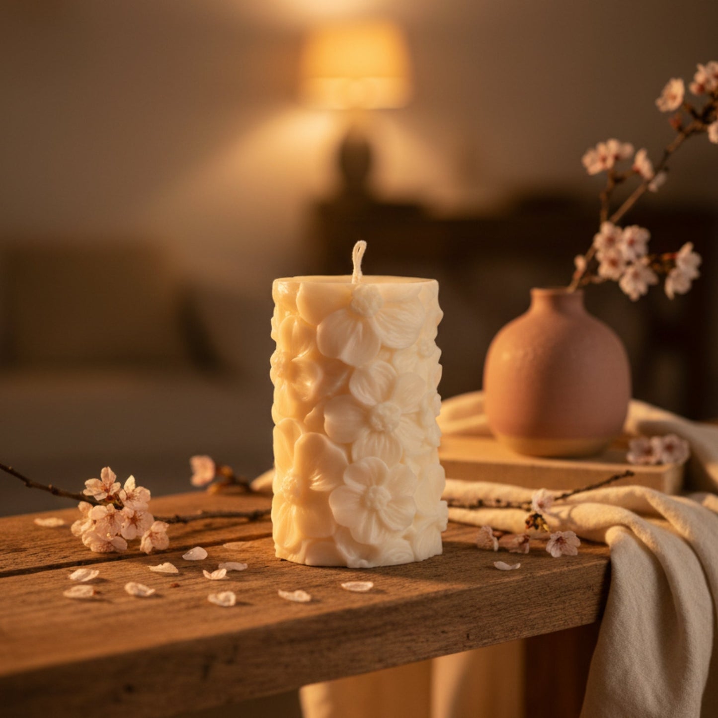 Handmade Sakura Soy Wax Pillar Candle | Home Decor - Best Life Apparel