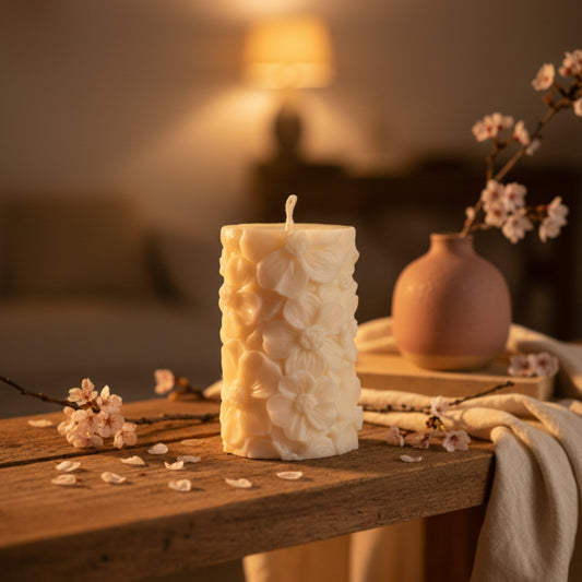 Handmade Sakura Soy Wax Pillar Candle | Home Decor - Best Life Apparel