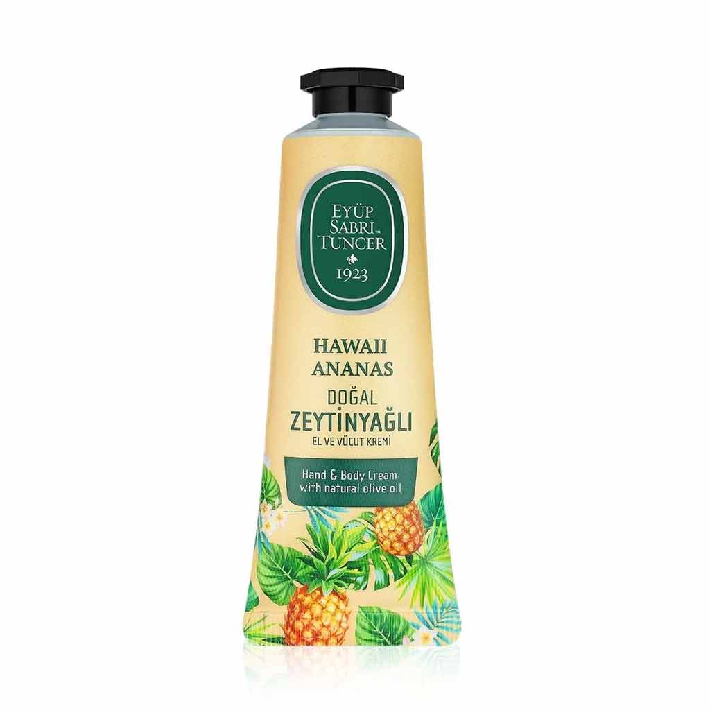Hawaii Pineapple Olive Oil Hand & Body Cream – 50 ml pineapple design on a white background
