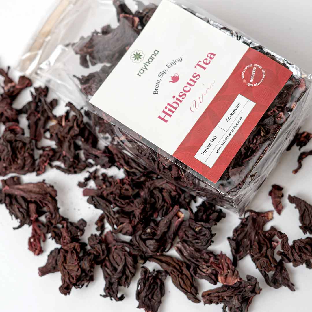 Brewing hibiscus flower herbal tea — deep crimson floral infusion for antioxidant wellness