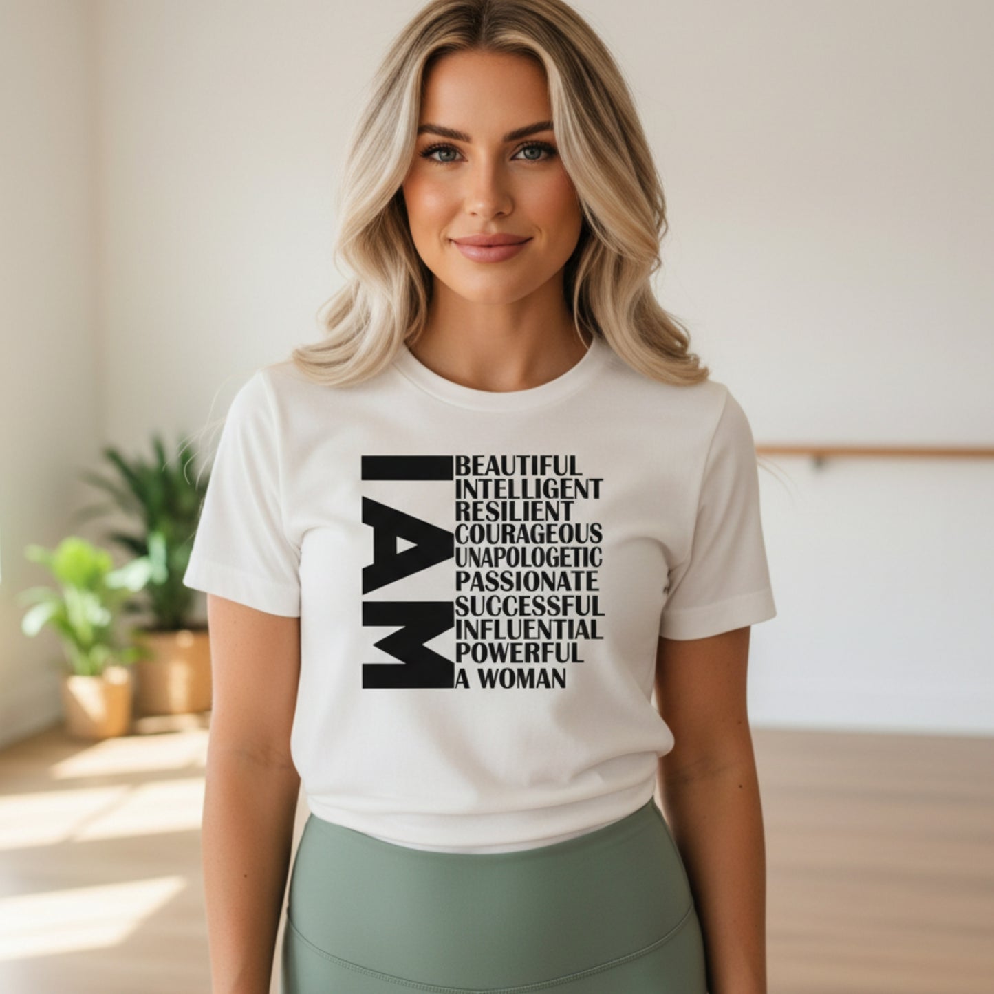  I Am Woman women's tee — strong women gift for her, feminist shirt for the woman who owns every room she walks into