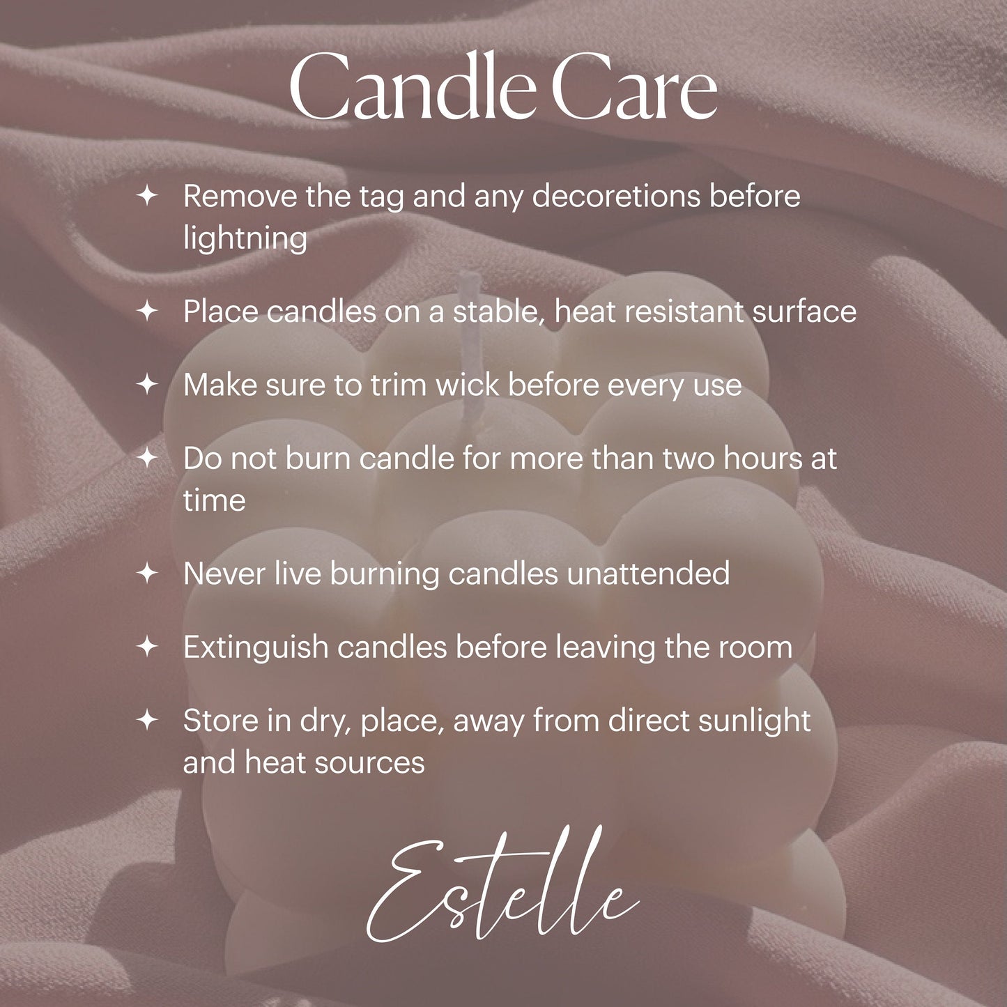 Twisted rope soy pillar candle care instructions