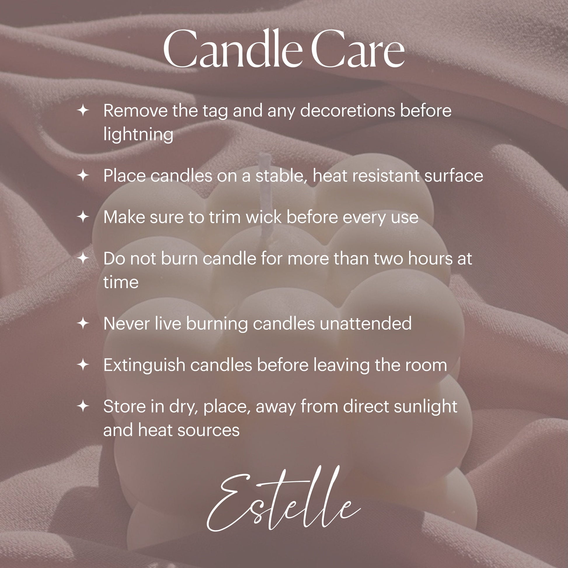 Irregular soy pillar candle duo care instructions