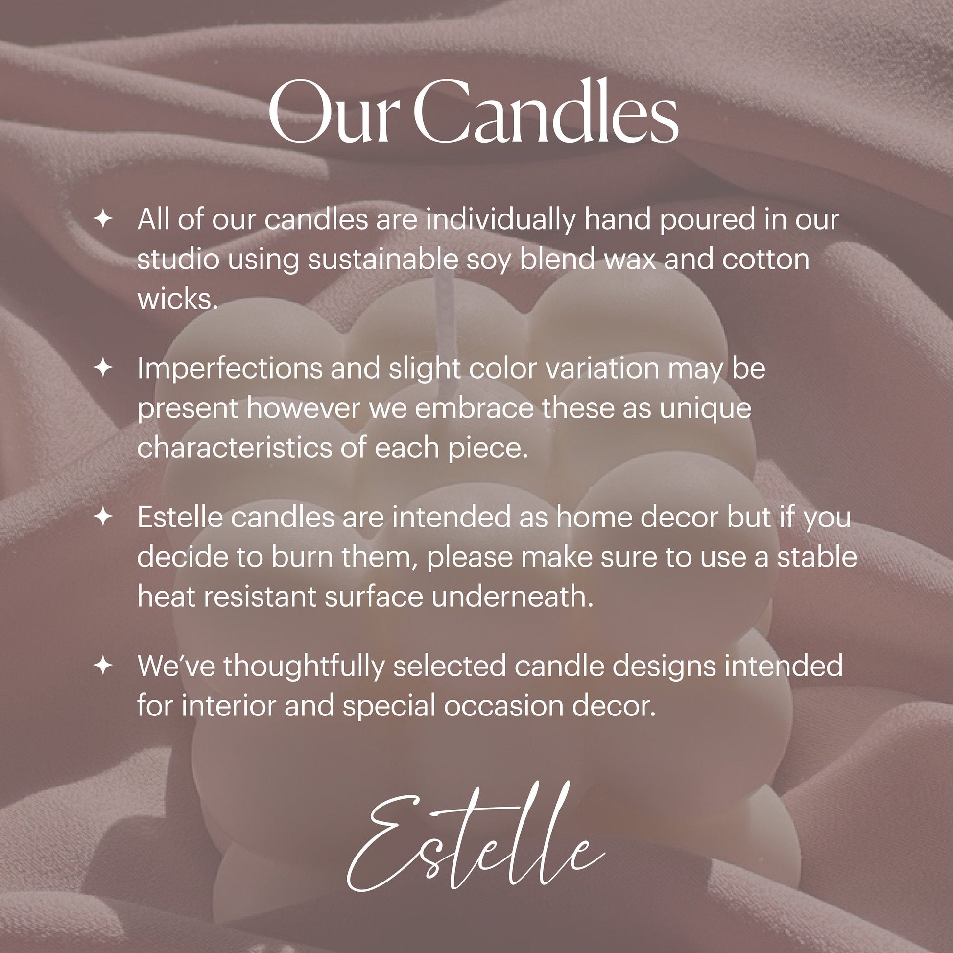 About our candles Estelle Studio soy wax pillar candles