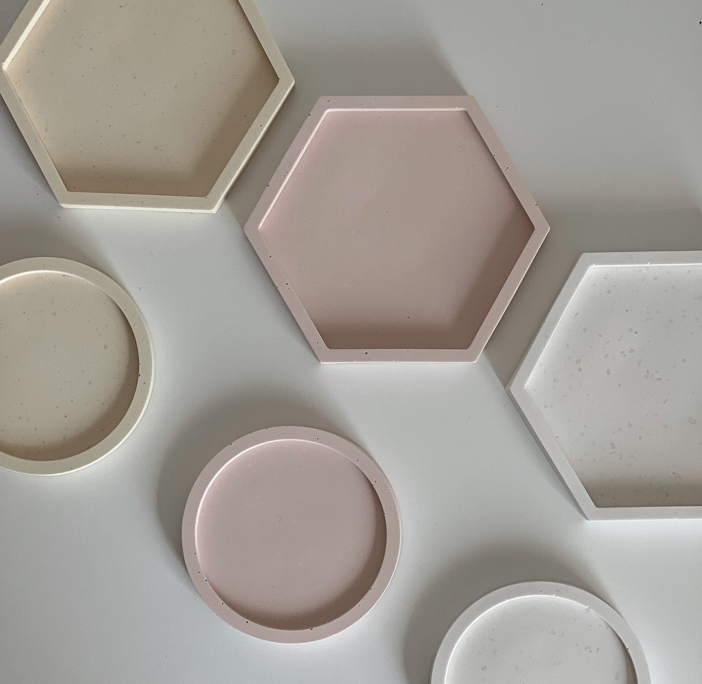 Handmade hexagon jesmonite tray top view
