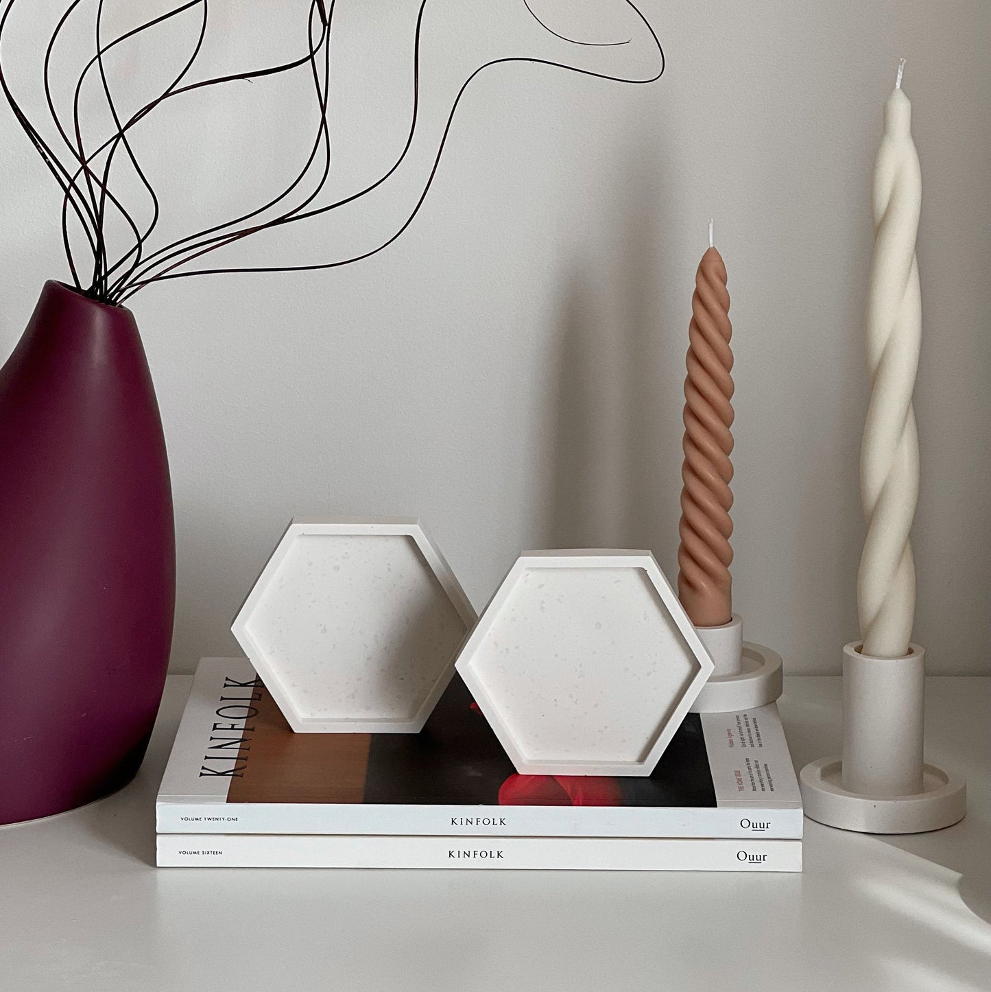 Handmade hexagon jewelry dish lifestyle shot