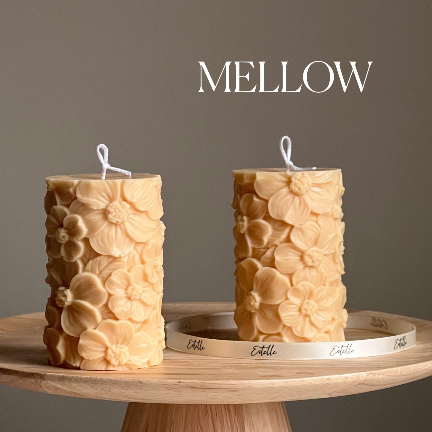 Sakura soy wax pillar candle in mellow