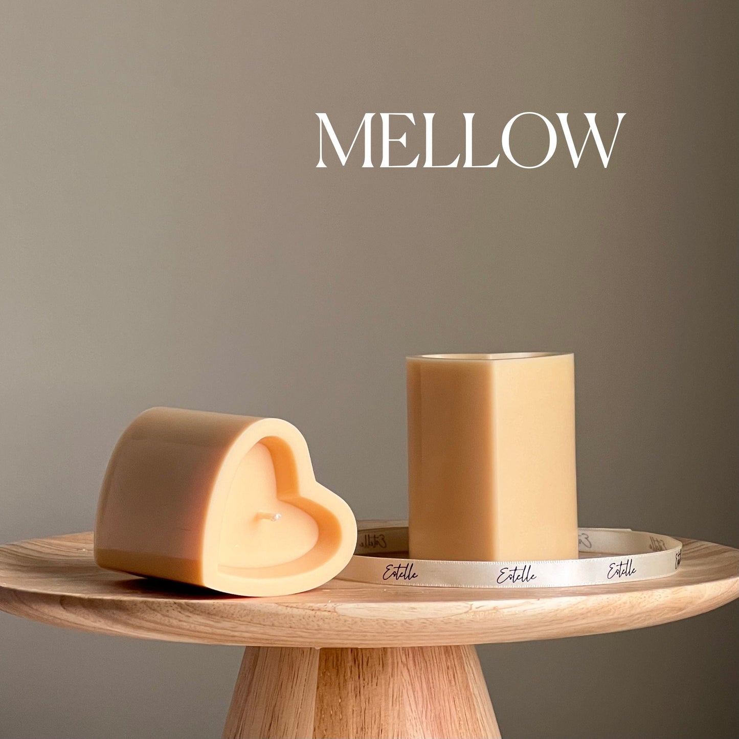 Heart soy pillar candle in mellow
