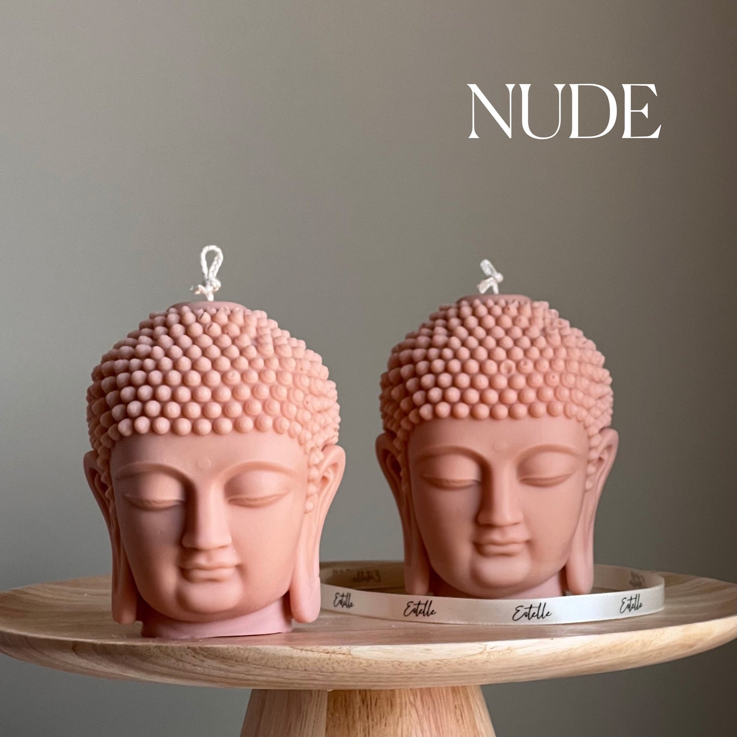 Buddha bust soy candle in nude