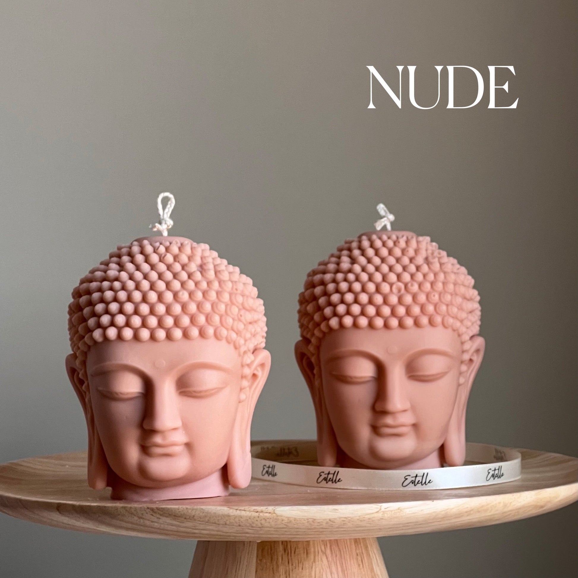 Buddha bust soy candle in nude