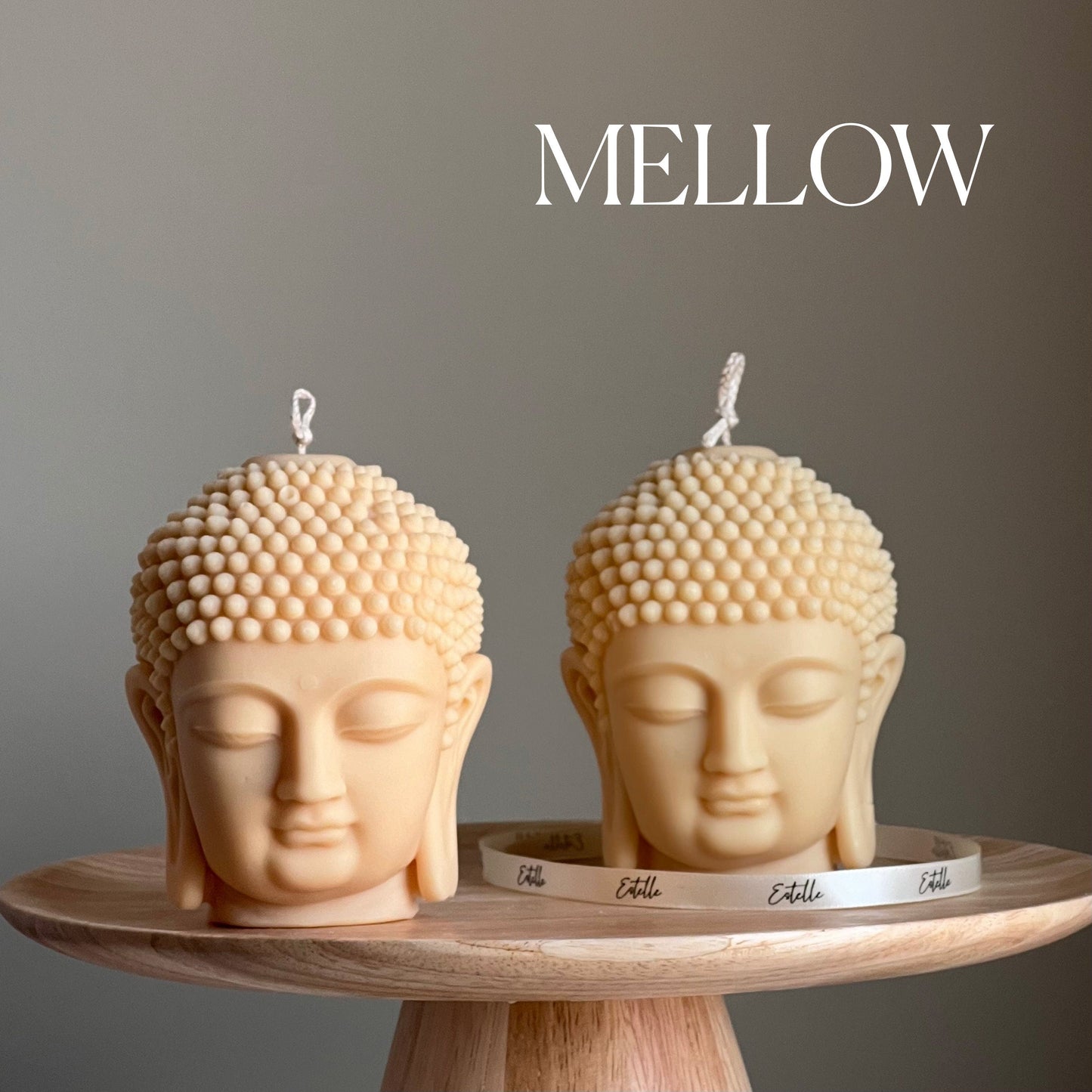Buddha bust soy candle in mellow