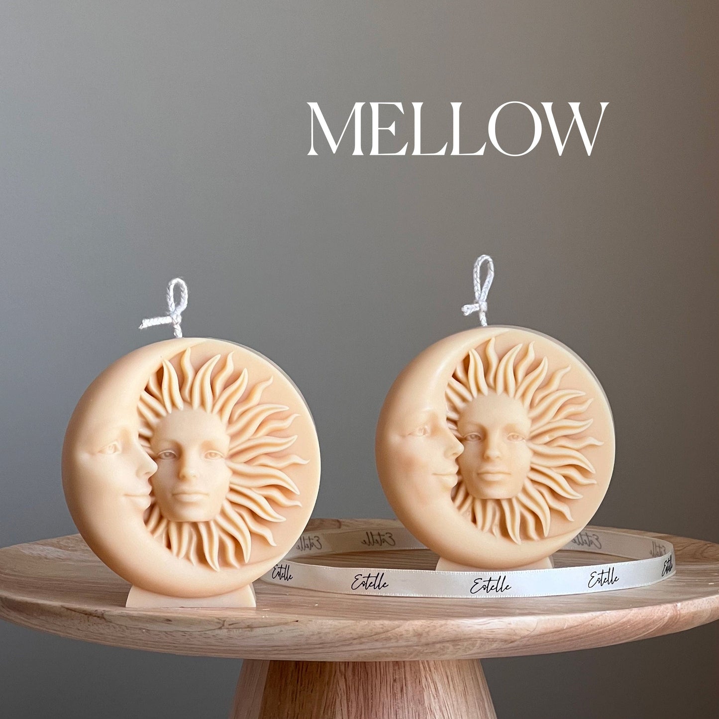 Sun and moon soy pillar candle in mellow