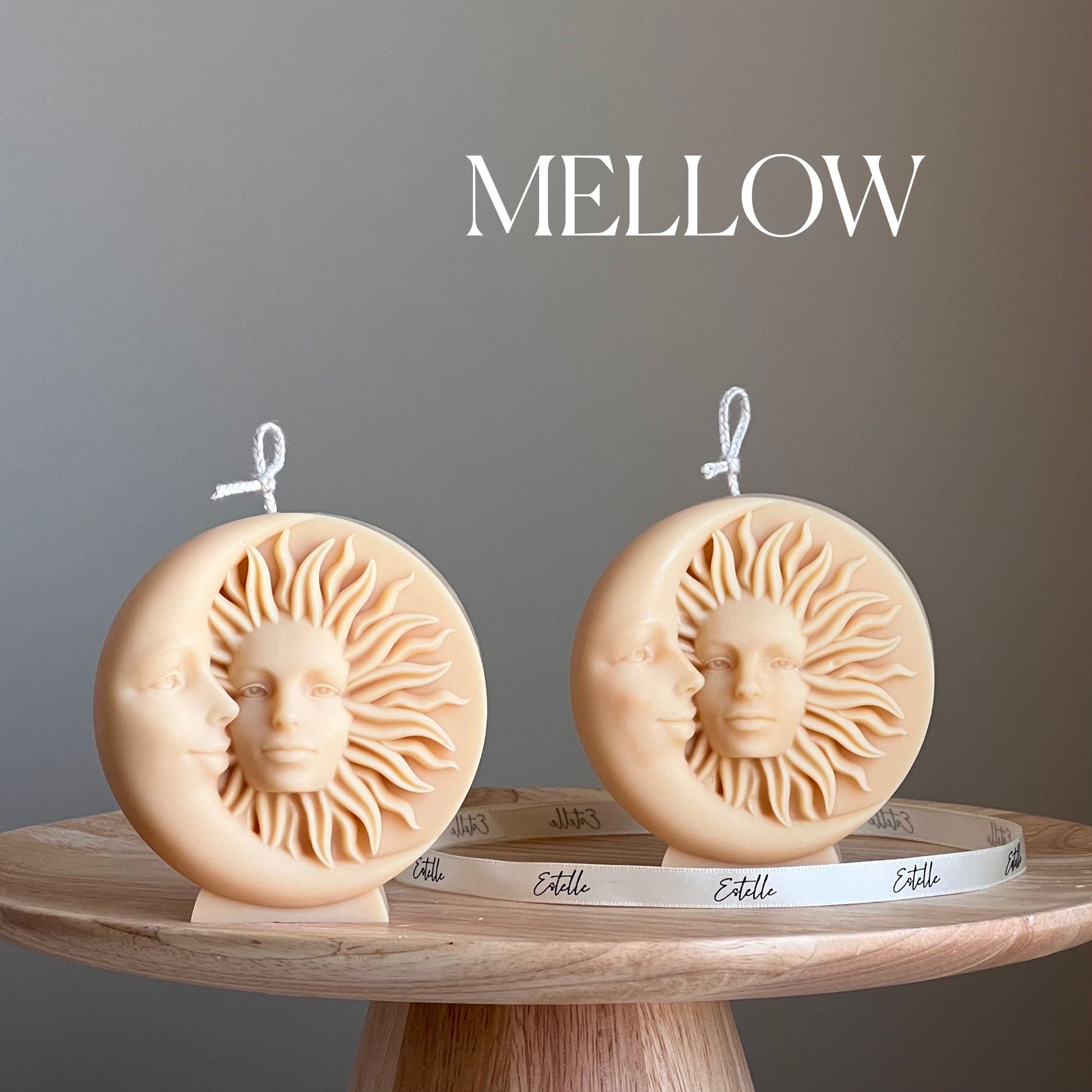 Sun and moon soy pillar candle in mellow