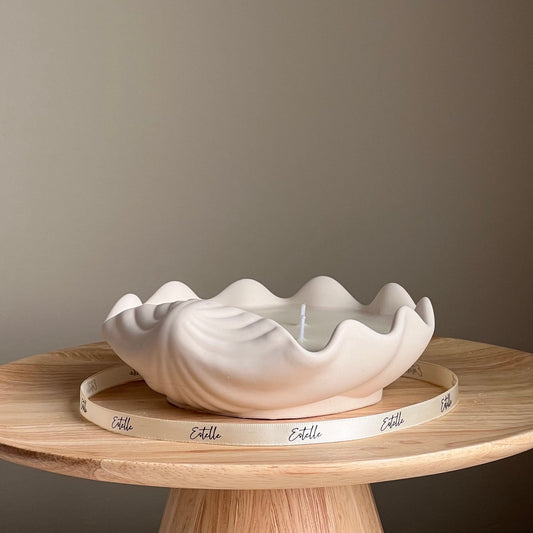 Clam shell soy candle handmade jesmonite vessel scented candle
