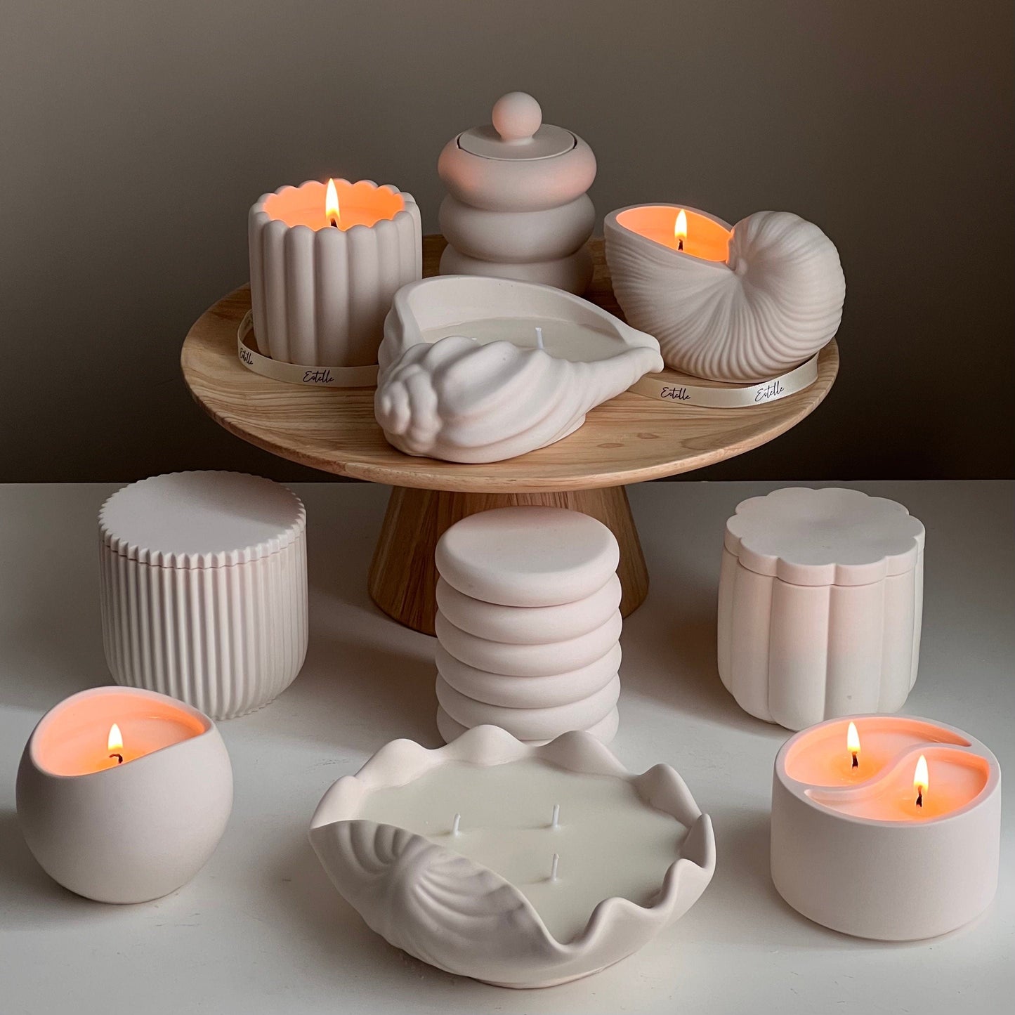 Donut jar jesmonite soy candle size reference shot