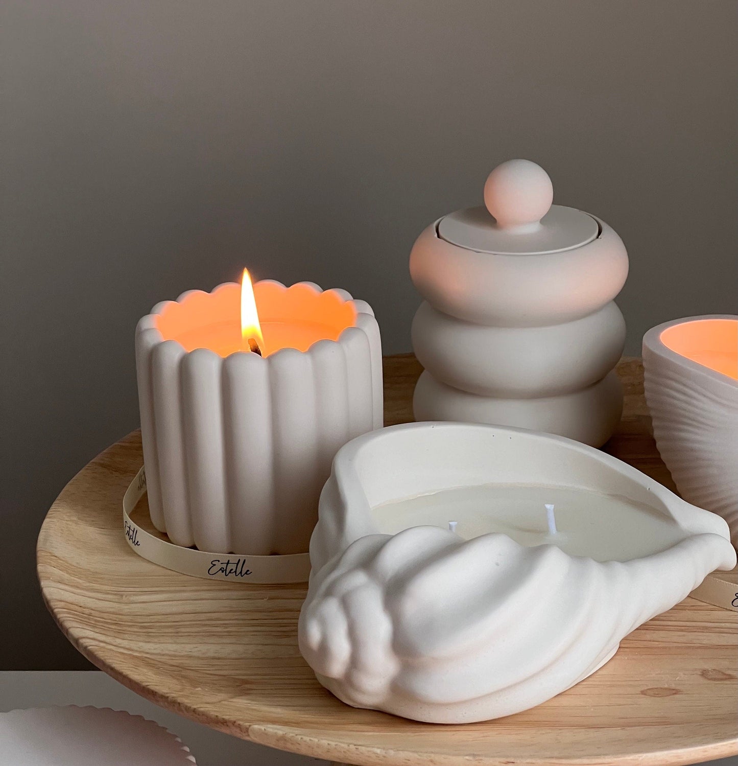 Donut jar jesmonite candle detail shot