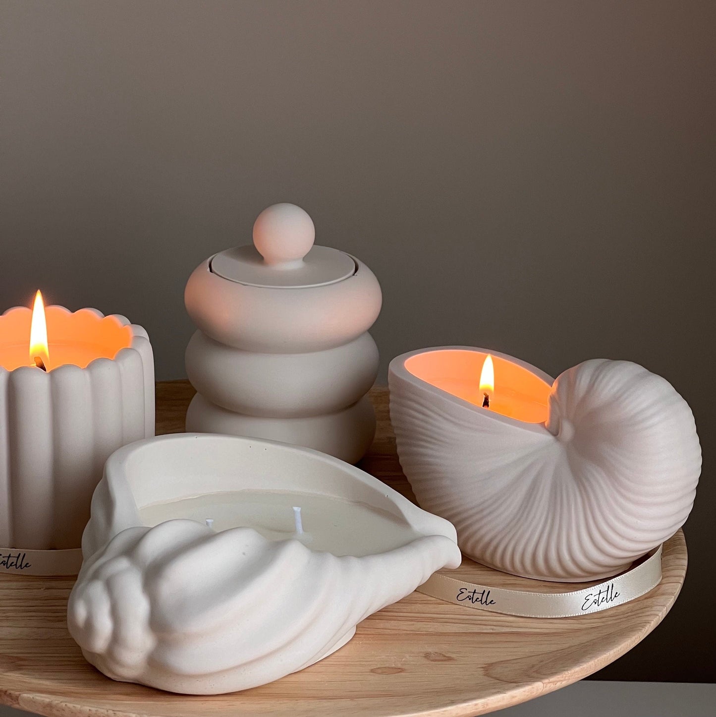 Jesmonite donut jar candle dish artisan home decor