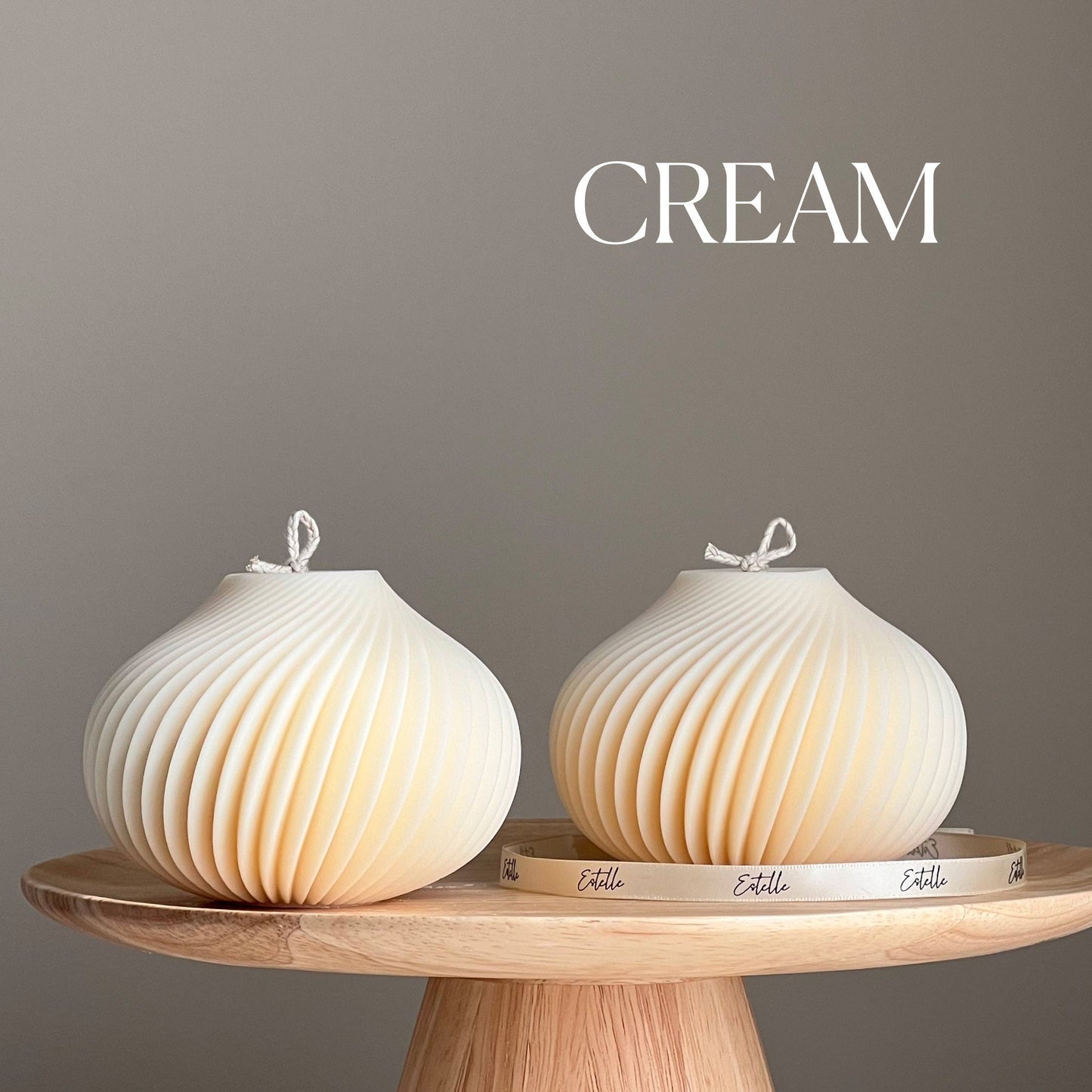 Spiral vase soy candle in cream