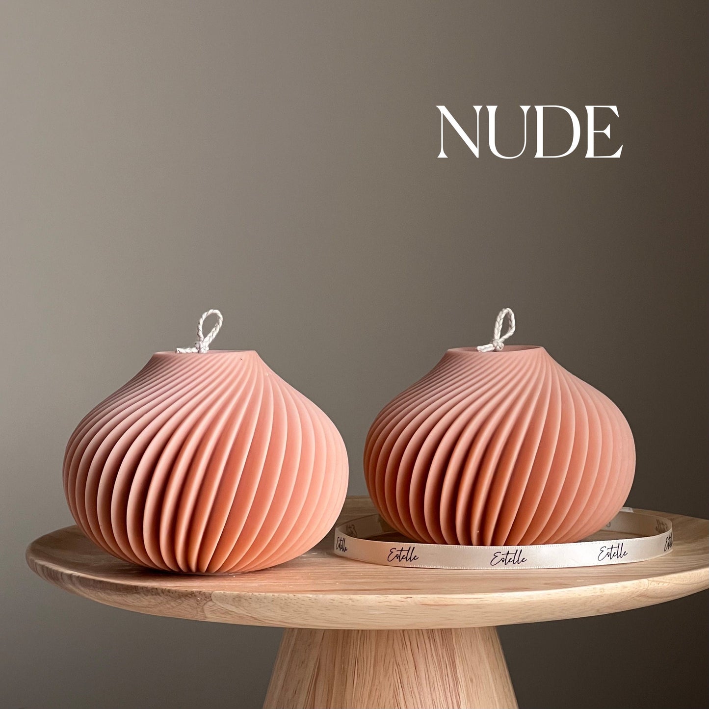 Spiral vase soy candle in nude