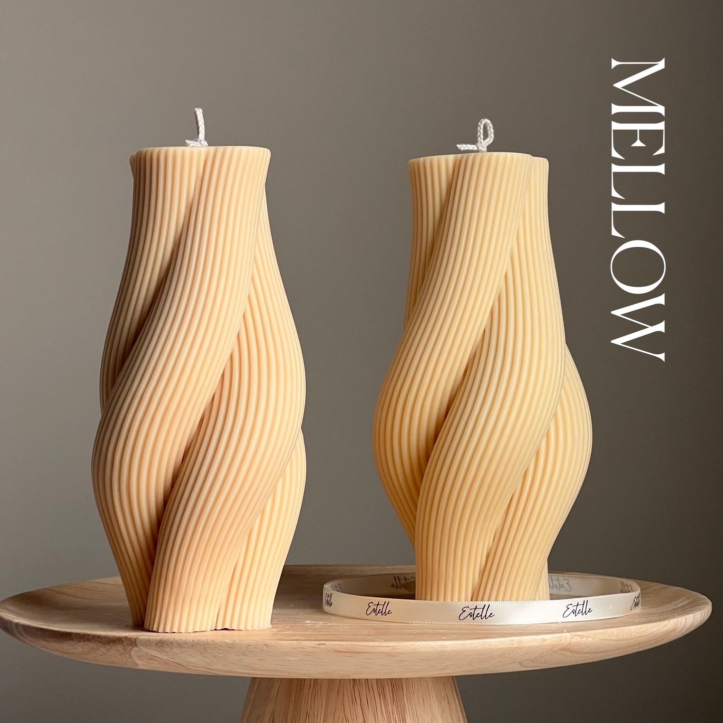 Twisted rope soy pillar candle in mellow