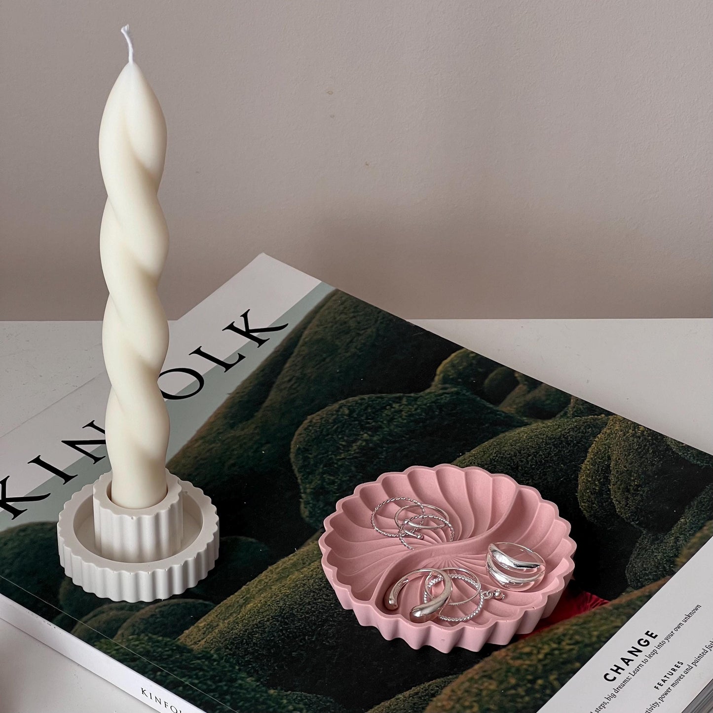 Jesmonite geometric ring dish decorative jewelry holder