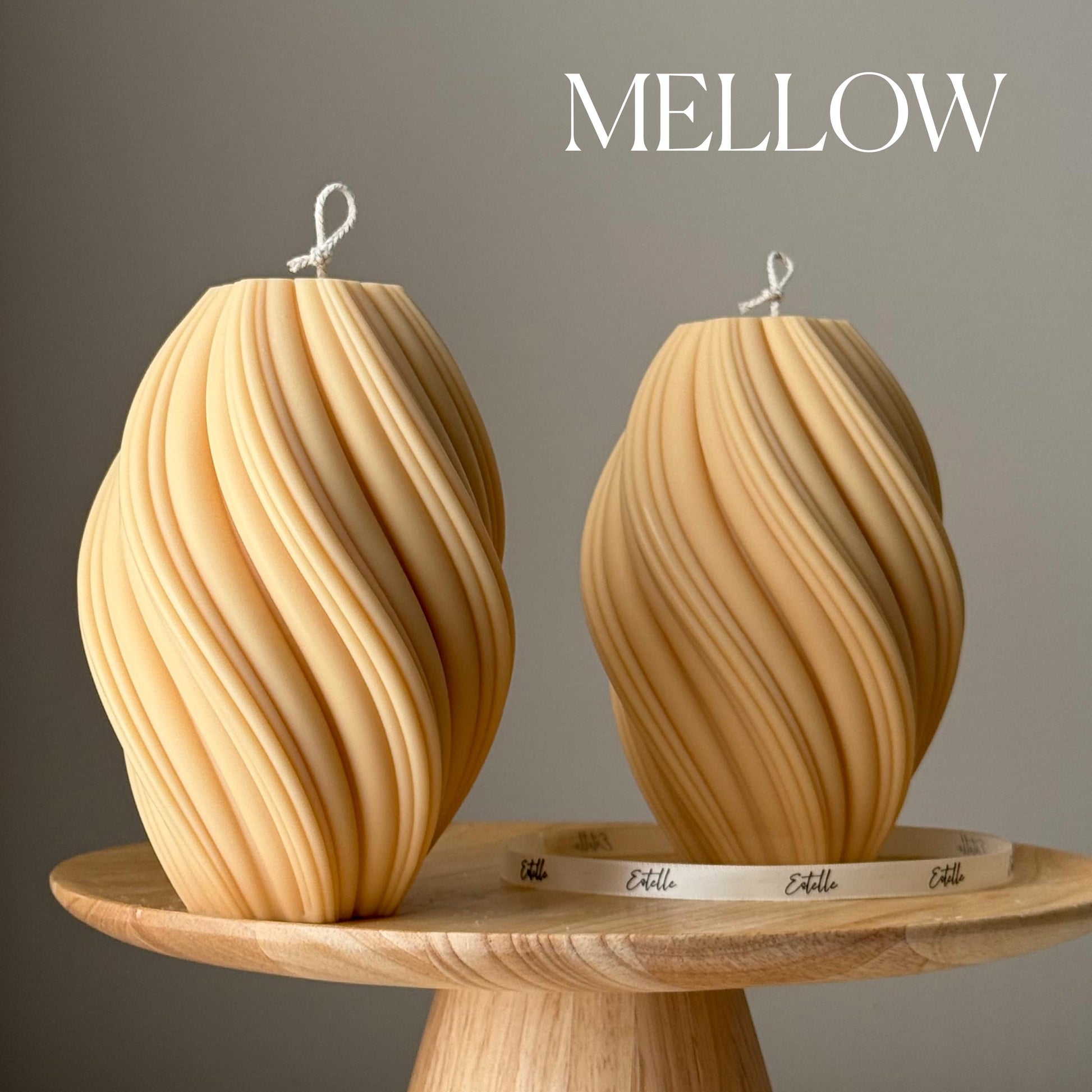 Tall swirl soy candle in mellow