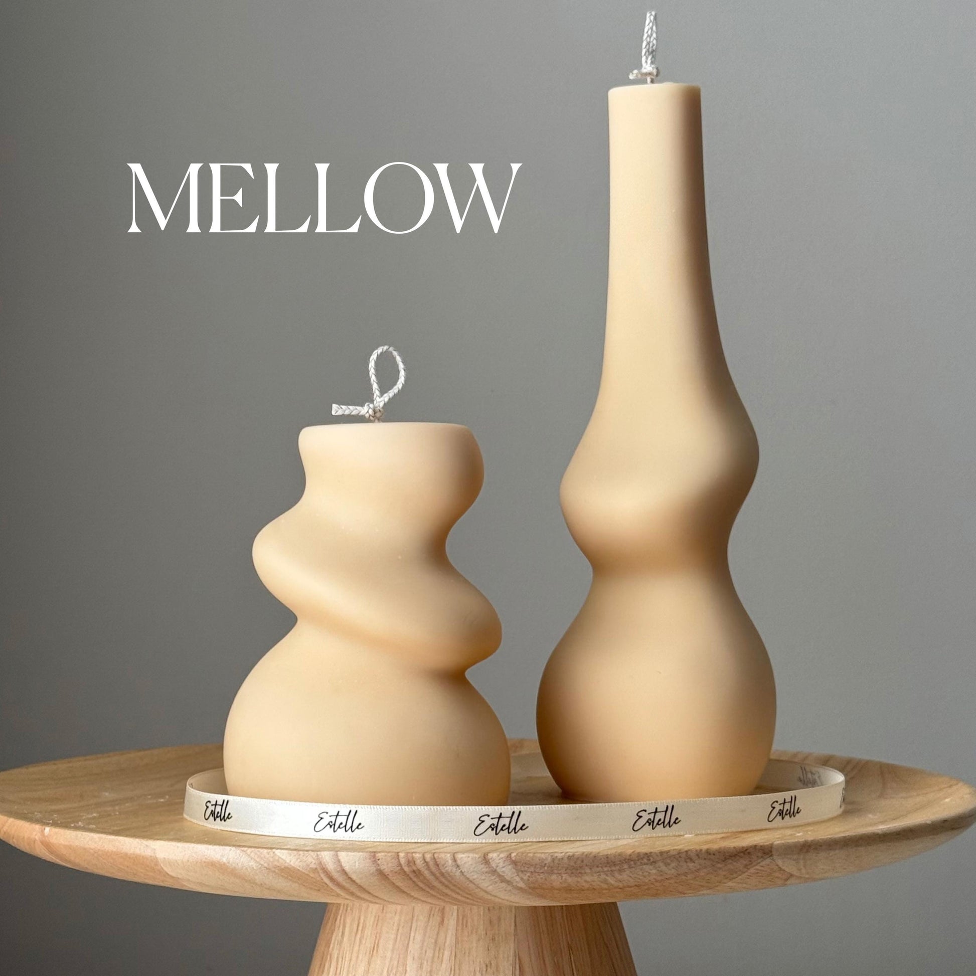 Irregular soy pillar candle duo in mellow