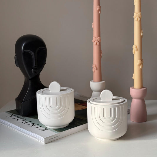 Geometric soy candle handmade jesmonite vessel scented candle