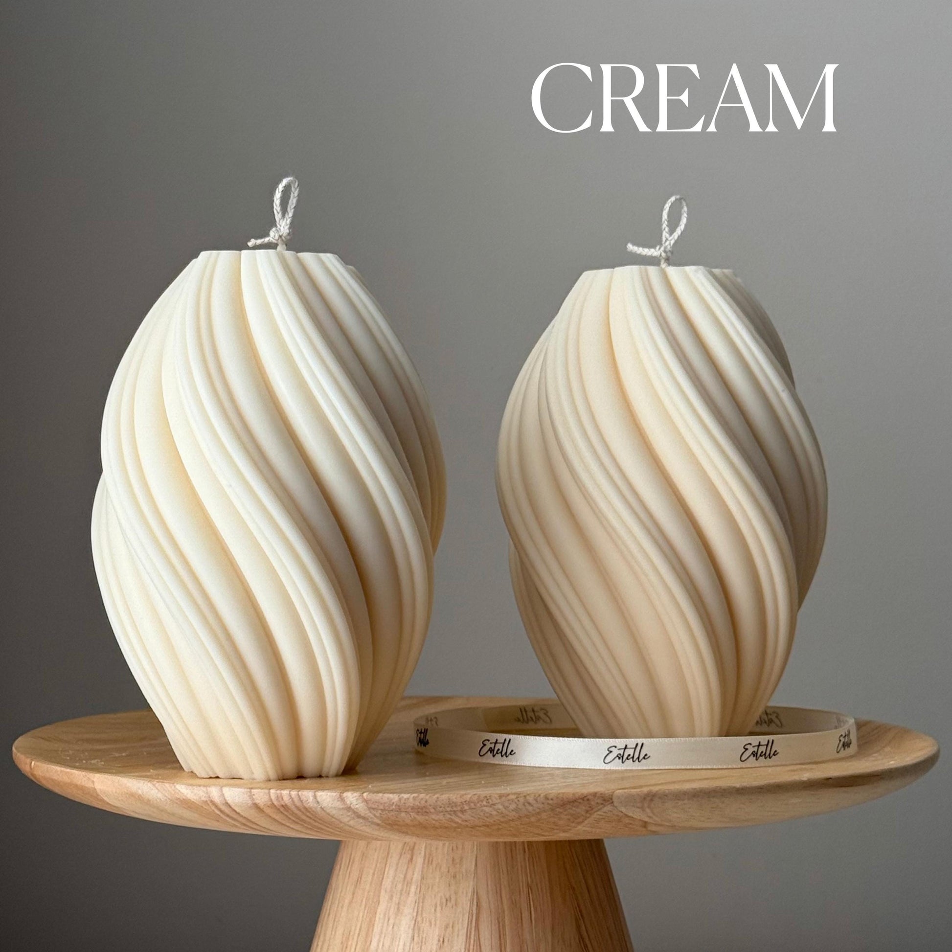 Tall swirl soy candle in cream