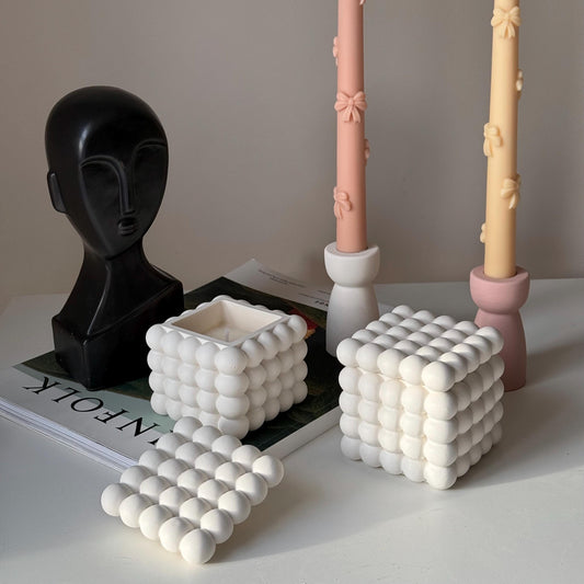 Jesmonite bubble jar scented candle artisan home decor