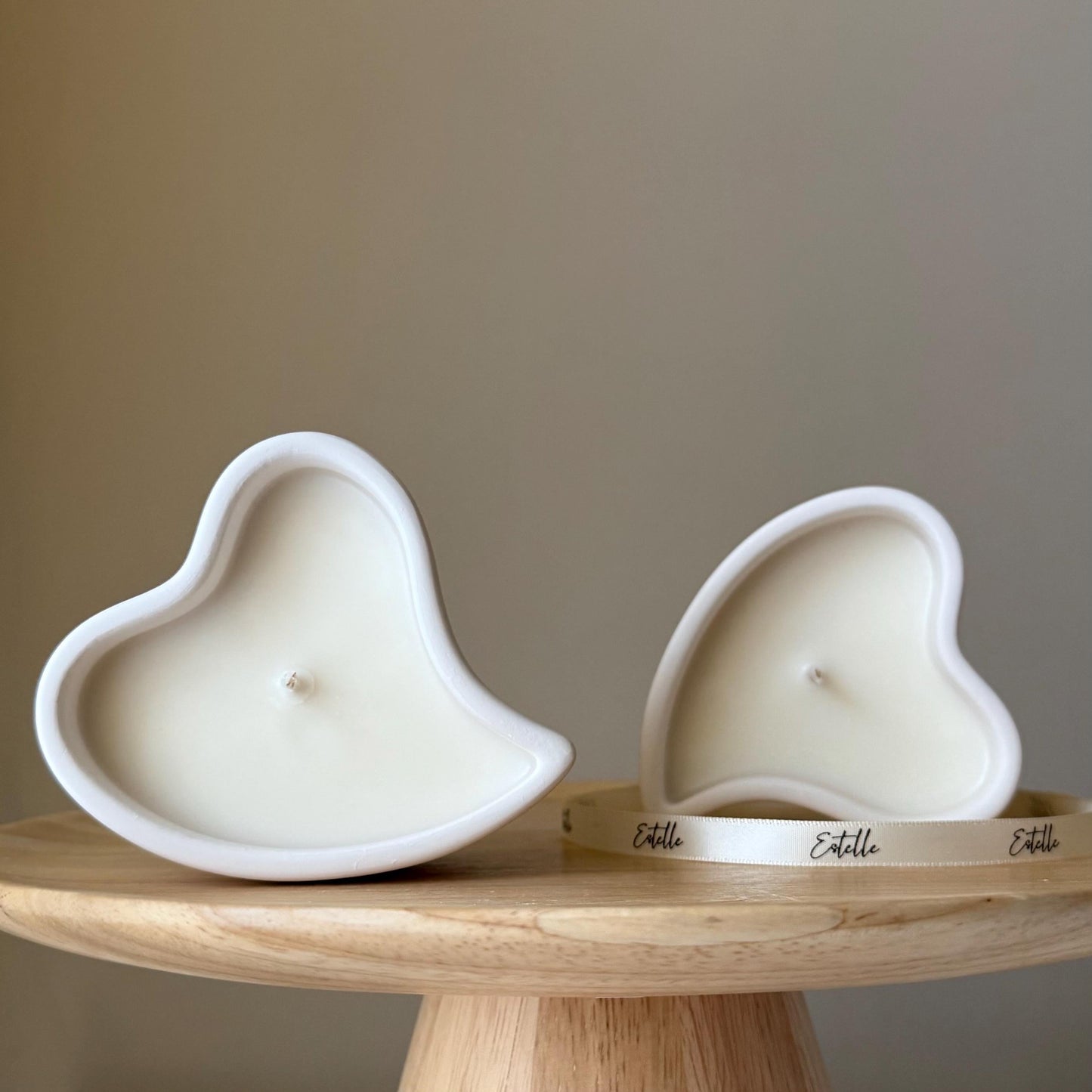 Jesmonite heart shaped candle dish artisan home decor