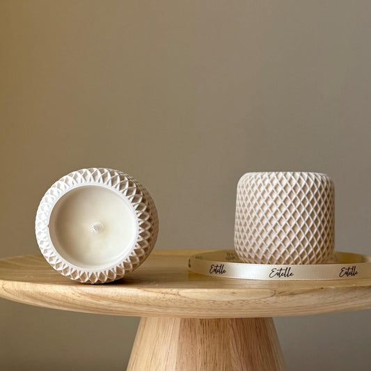 Mesh jar soy candle handmade jesmonite vessel scented candle