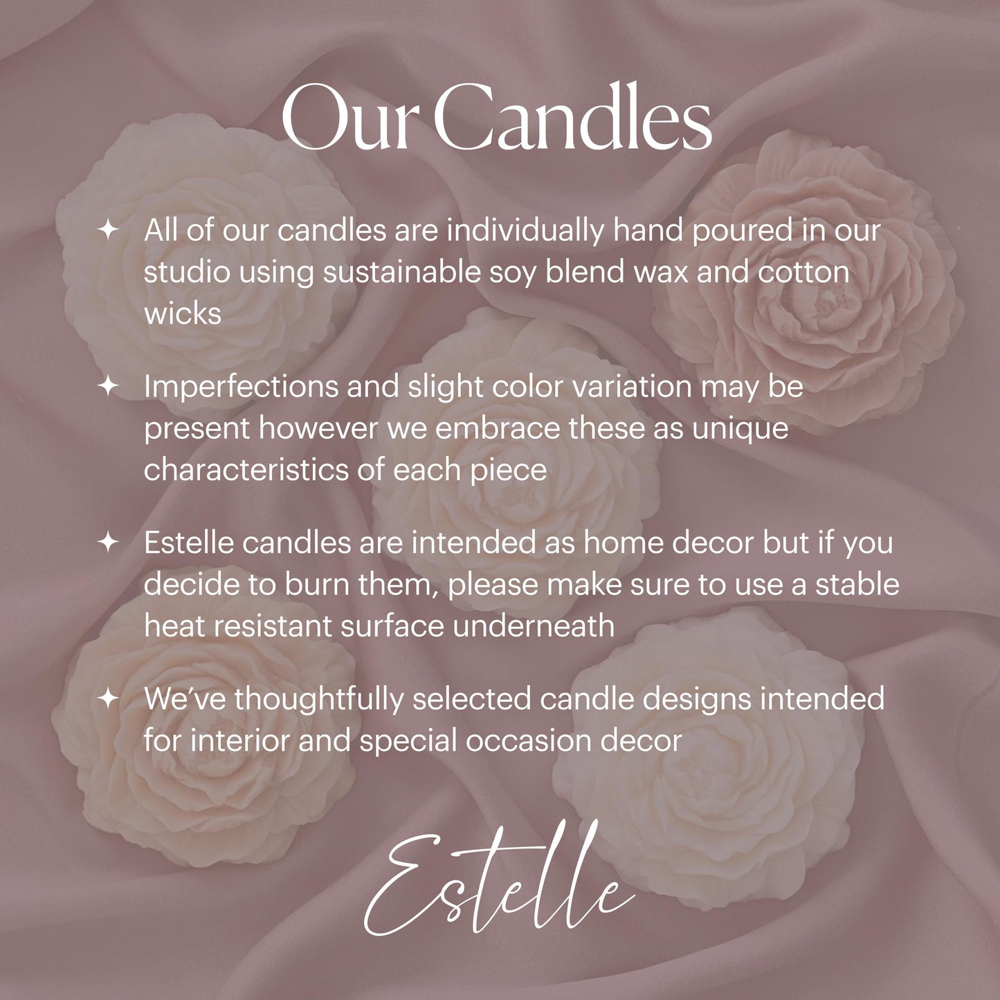 About our candles Estelle Studio soy wax pillar candles