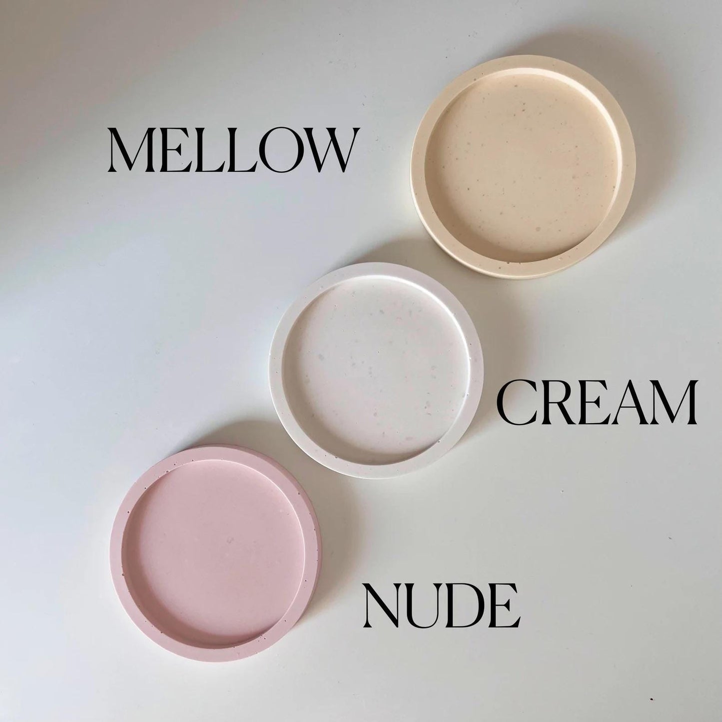 Scented camelia soy candle in jesmonite dish color options