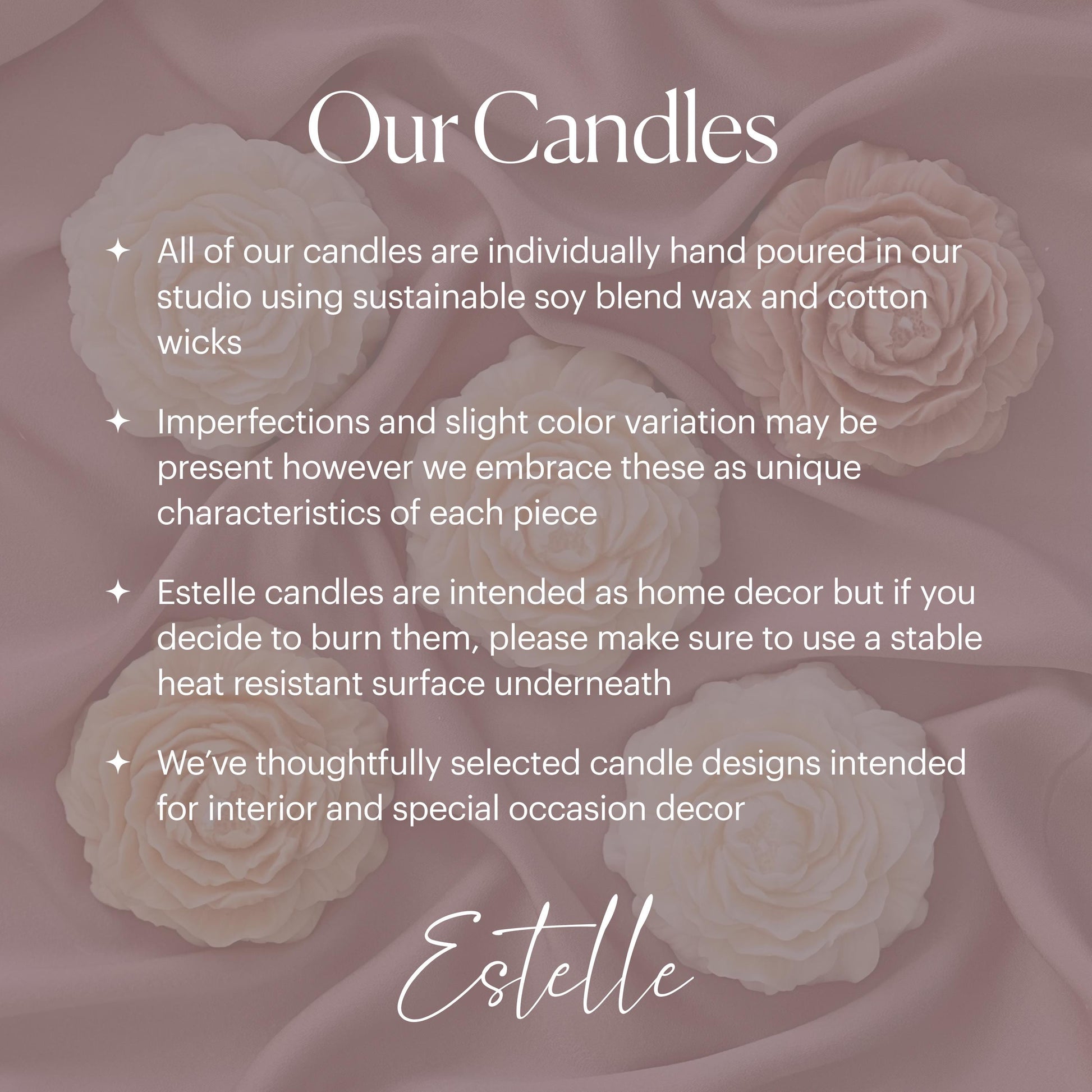 About our candles Estelle Studio soy wax pillar candles