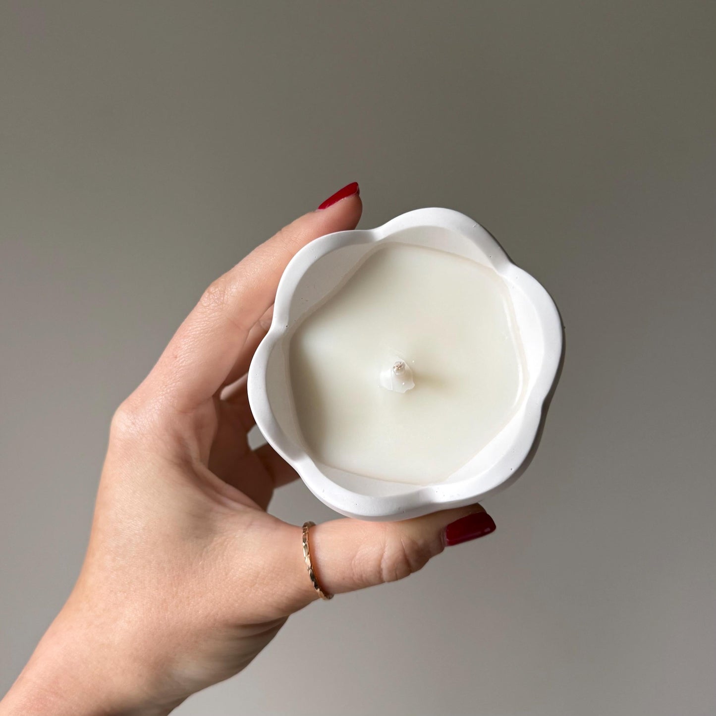 Flower jar soy wax candle handmade jesmonite vessel