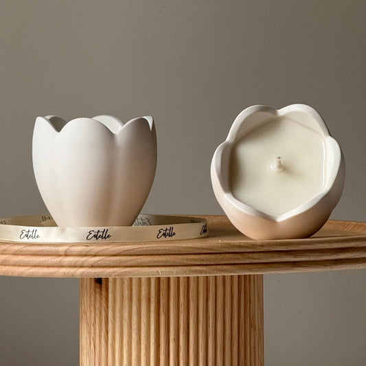 Jesmonite flower jar scented candle artisan home decor