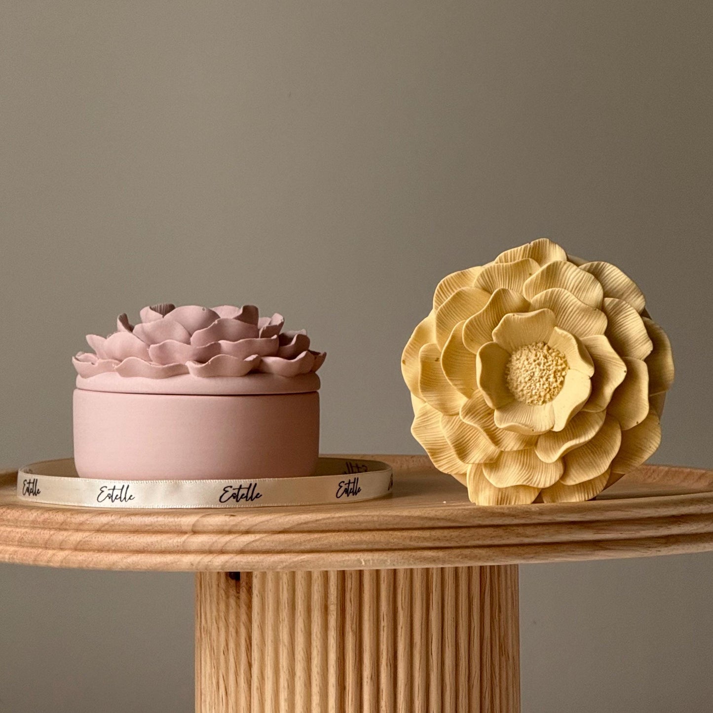 Flower jar jewelry dish jesmonite artisan home decor
