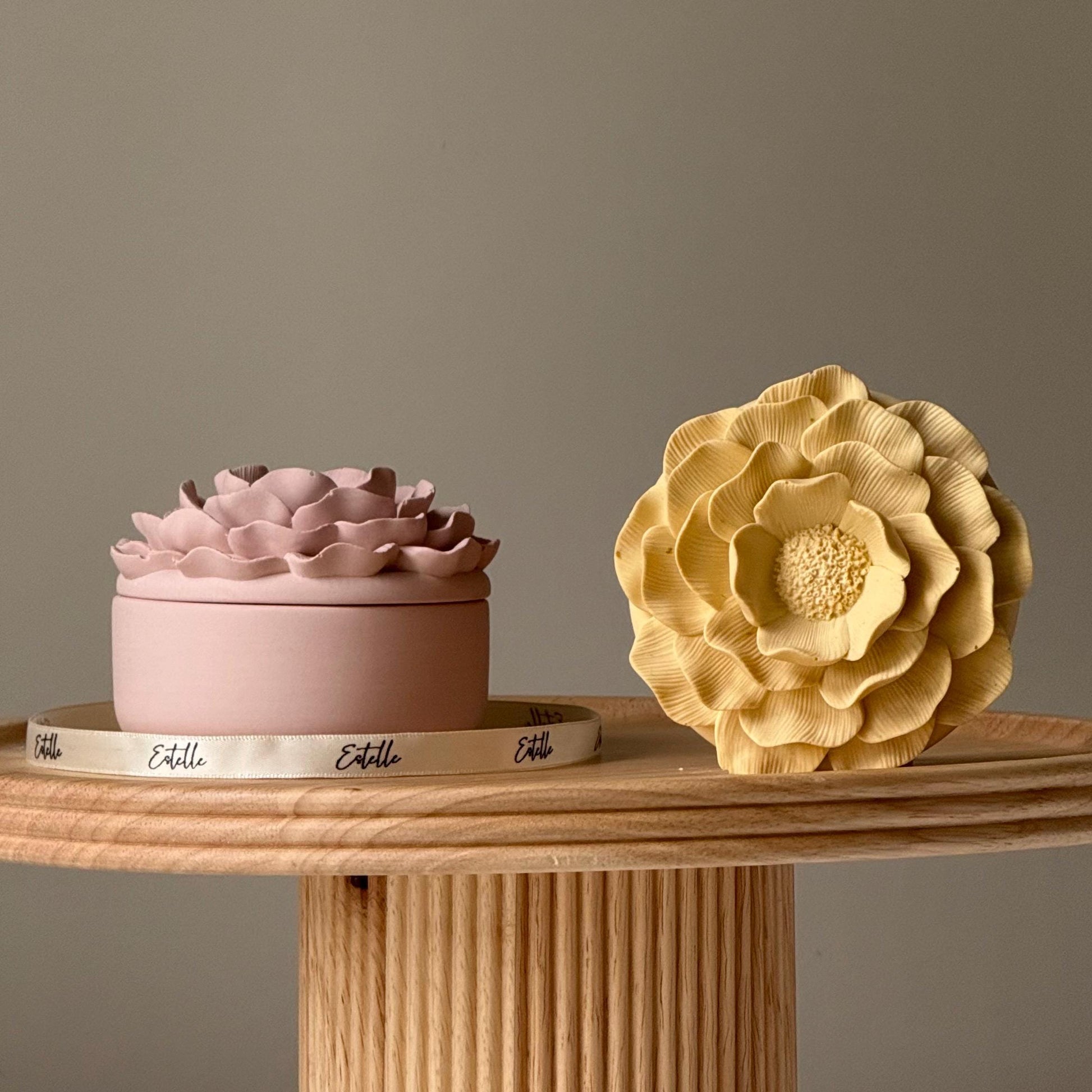 Flower jar jewelry dish jesmonite artisan home decor