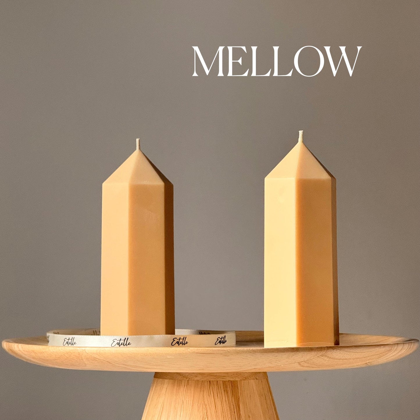Greko peak ribbed pillar taper soy candle in mellow