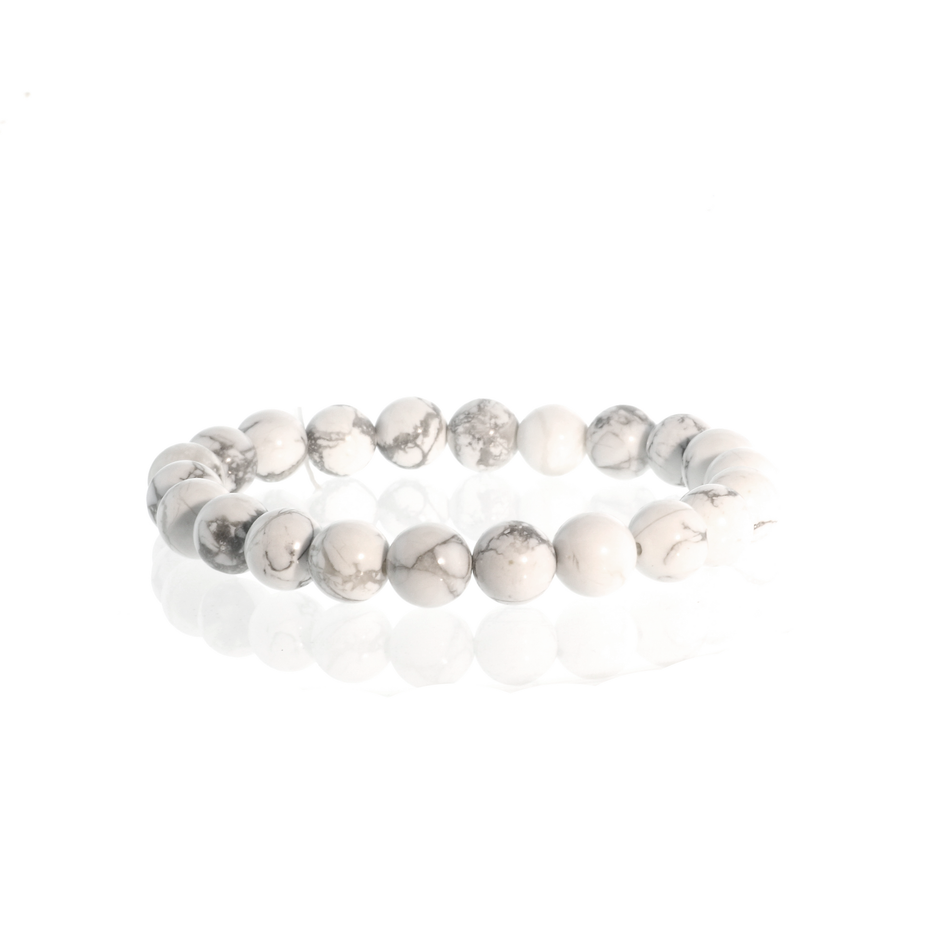 Calming and stress-relieving howlite white bead bracelet in soft white
