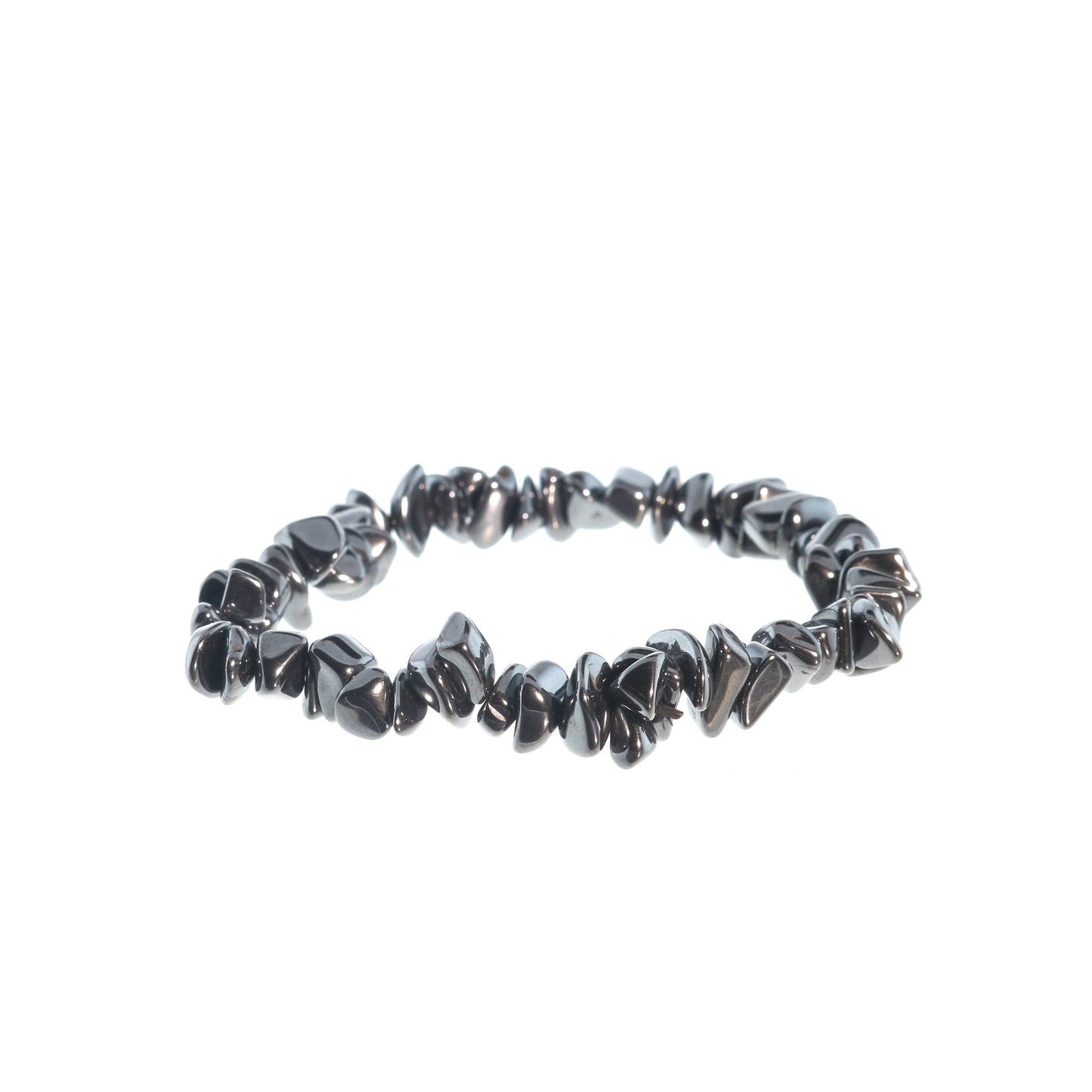 Hematite bracelet close-up showing natural metallic silver-grey sheen