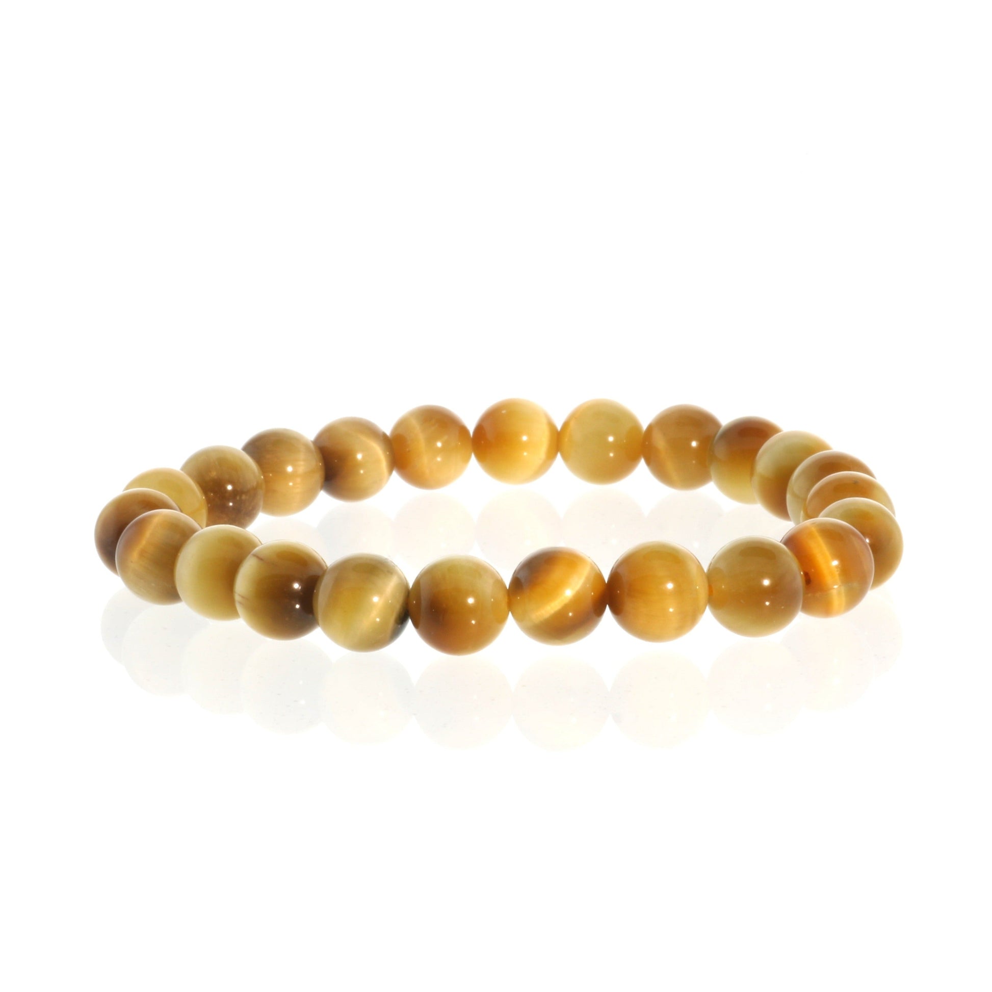 Tiger's eye bead bracelet close-up showing rich golden brown stone