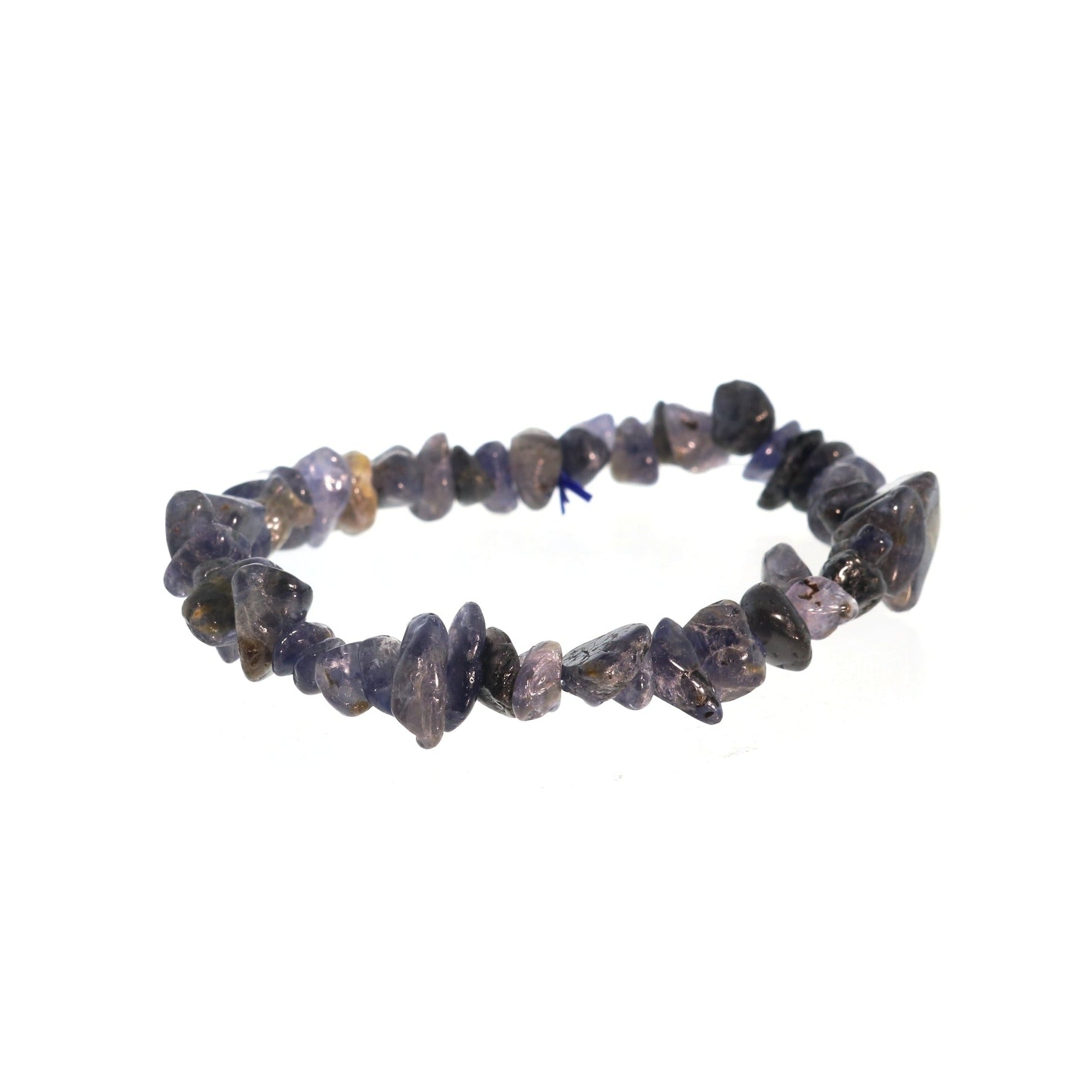 Vision and intuition-enhancing iolite chip bracelet in deep violet blue