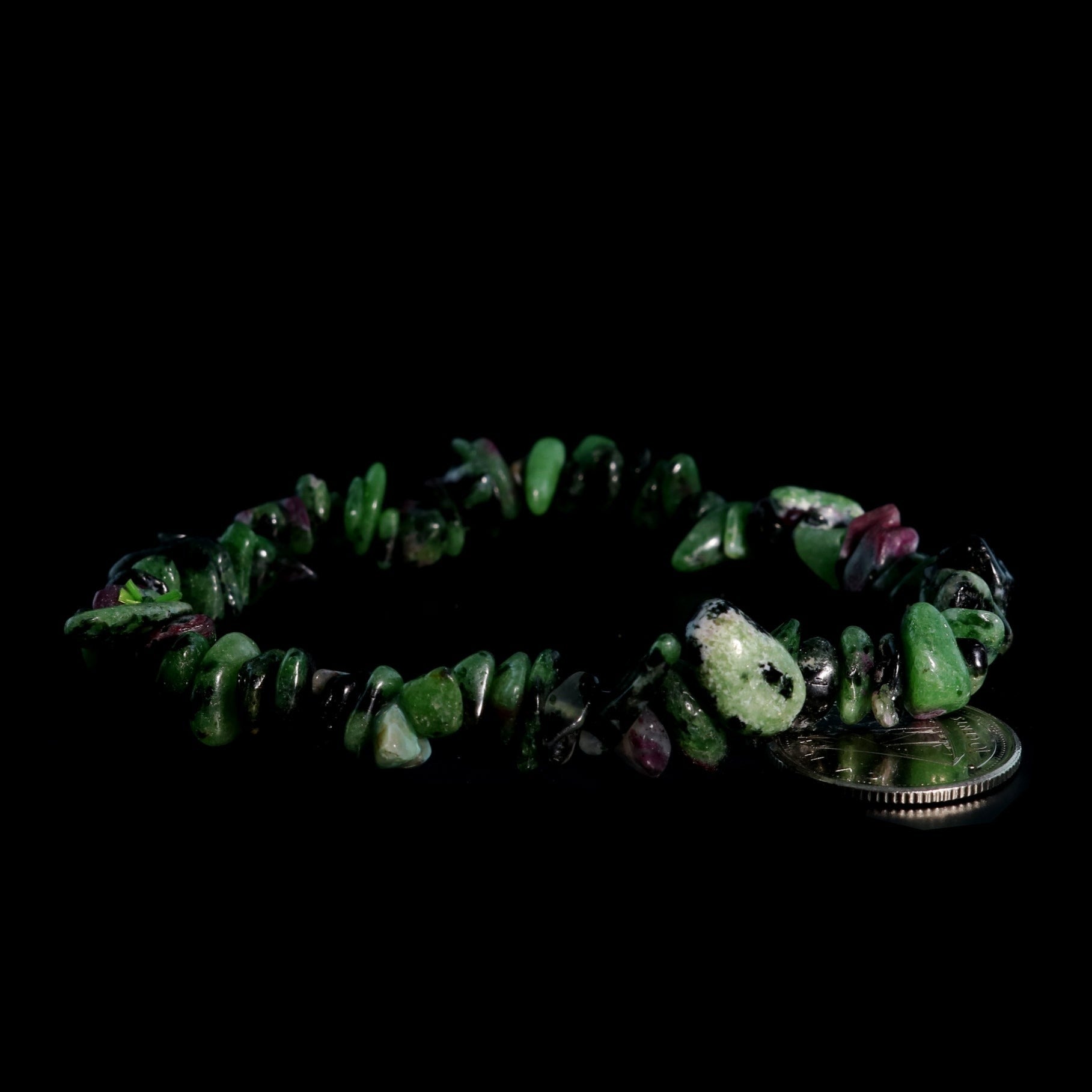 Ruby zoisite crystal bracelet for heart healing and spiritual awakening